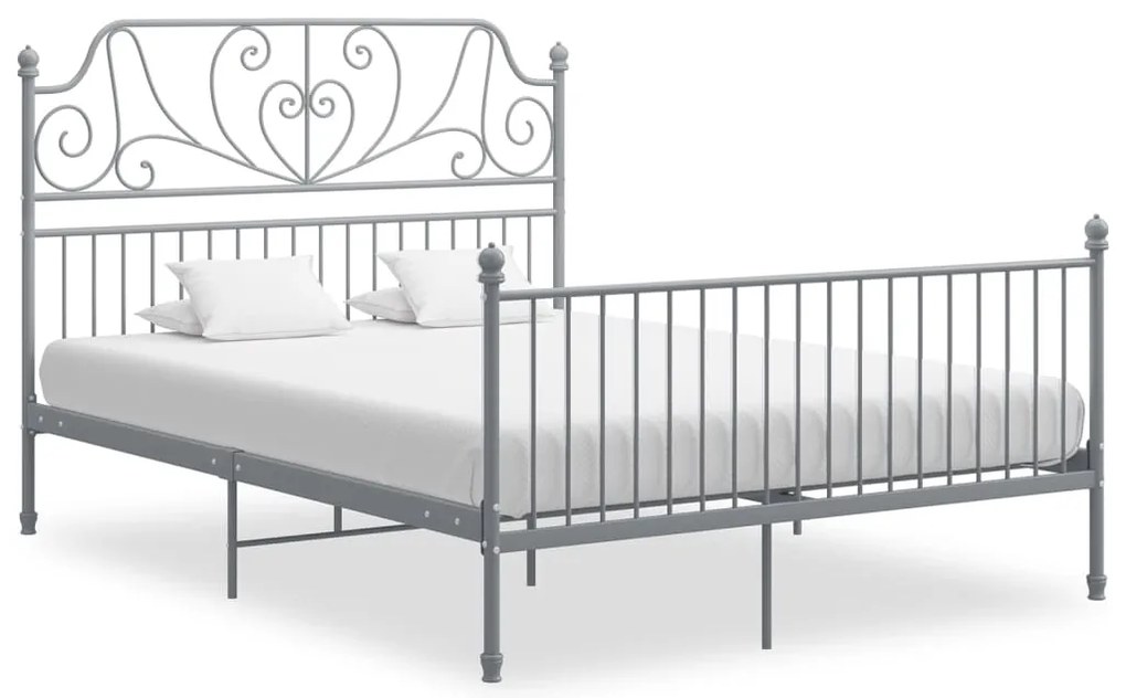 Estrutura de cama metal 160x200 cm cinzento