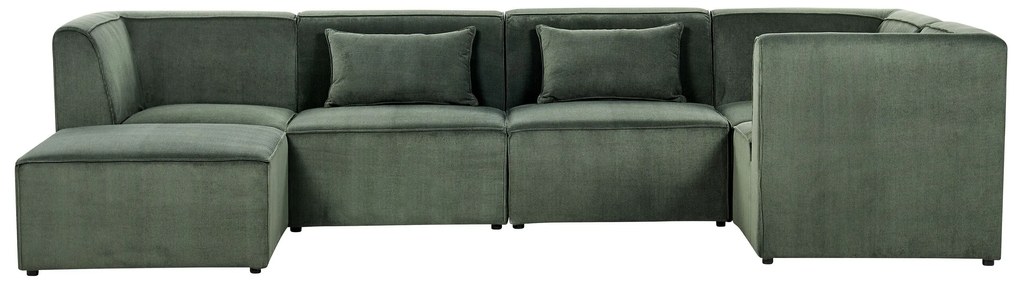 Sofá de canto 5 lugares com repousa-pés em bombazine verde escuro à esquerda LEMVIG Beliani