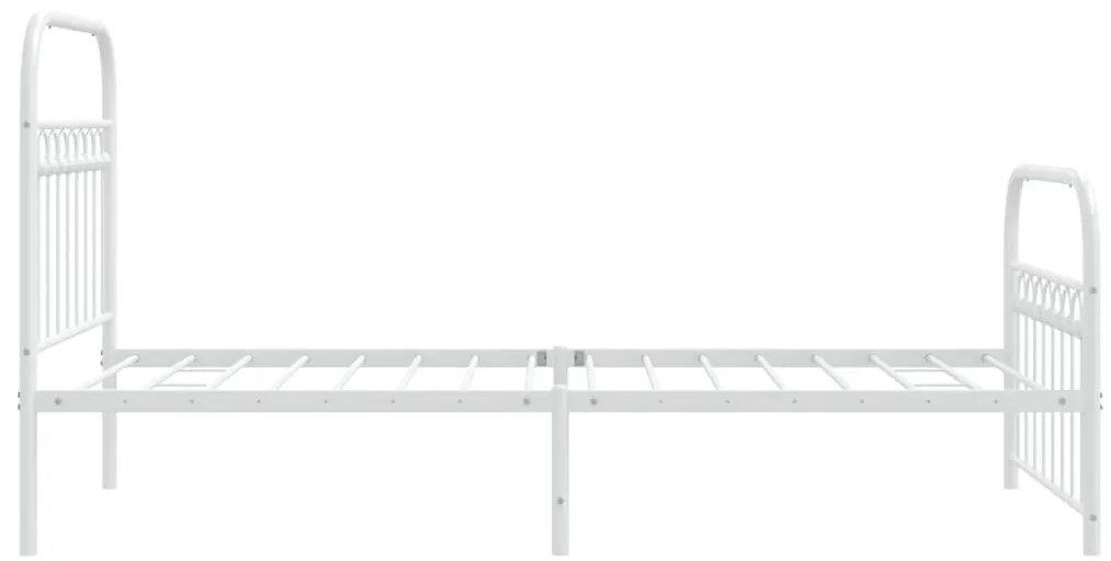 Estrutura de cama com cabeceira e pés 90x200 cm metal branco