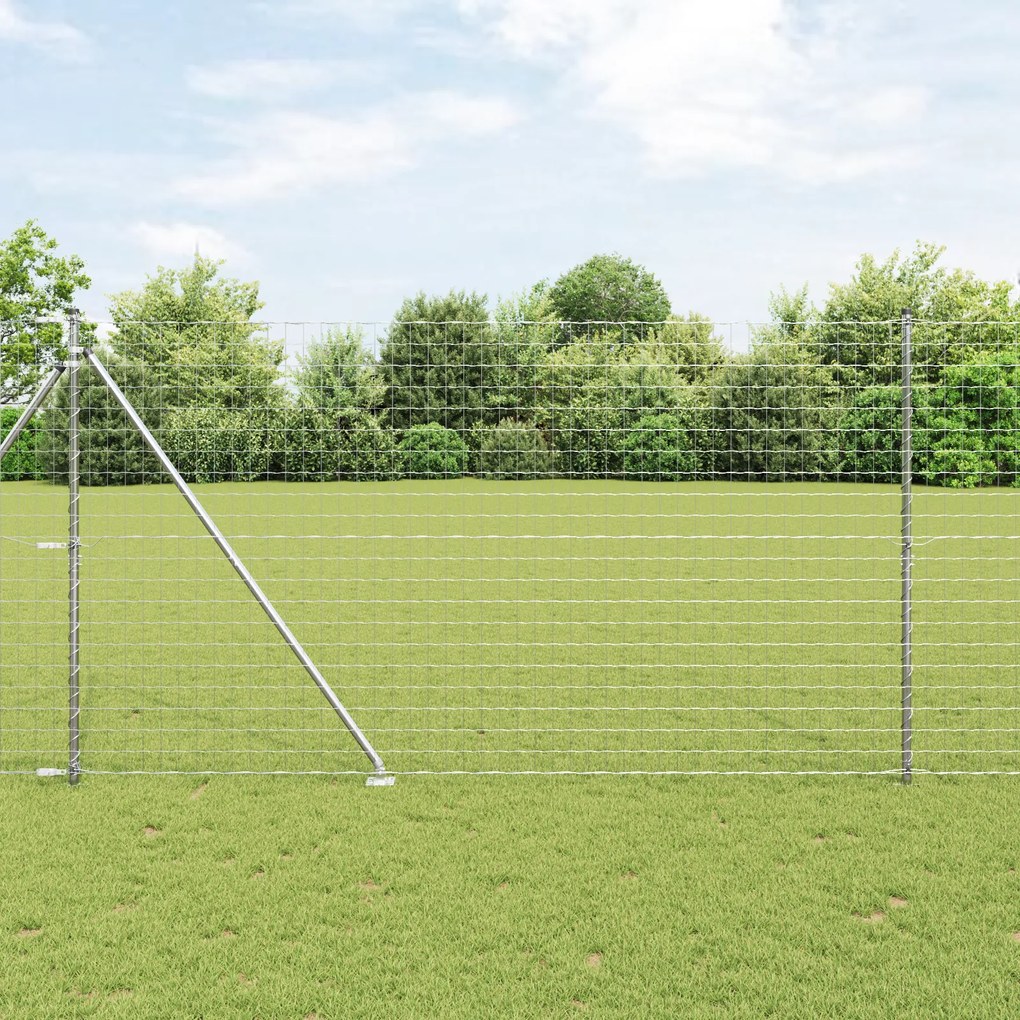 vidaXL Cerca Euro com 7 Postes em Espinho 1,6x10 m Aço Galvanizado
