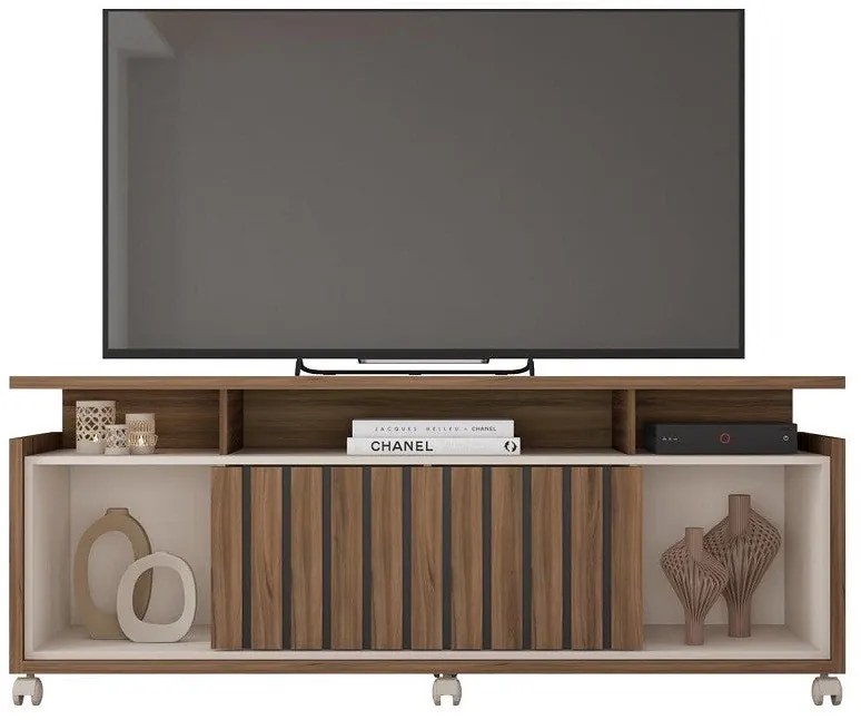 Móvel TV OASIS – 160x38x63,4 cm – MDP Noz e Casca de Ovo com Porta de