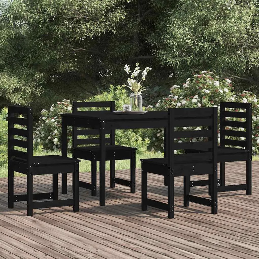 vidaXL 5 pcs conj. jantar p/ jardim madeira de pinho maciça preto