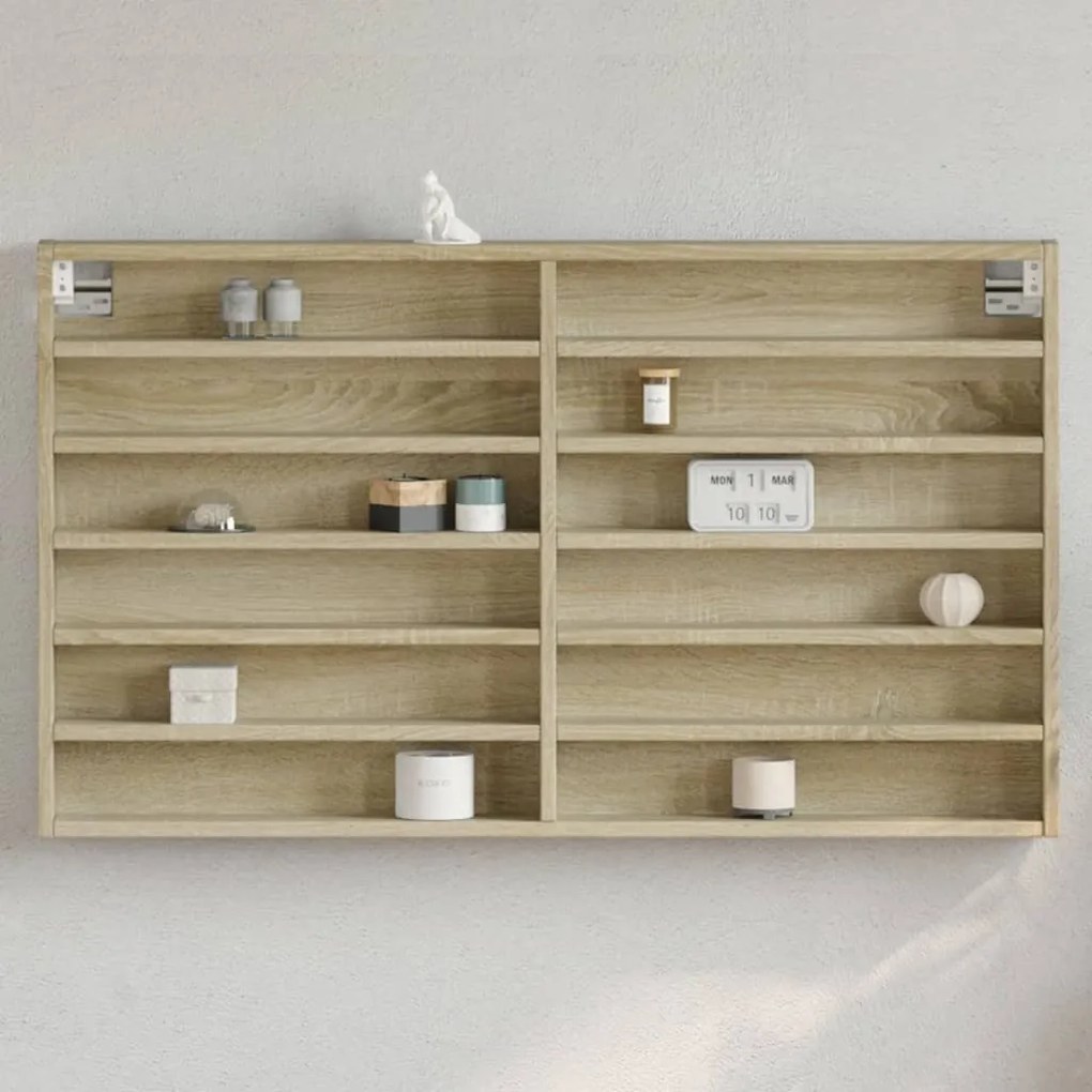 vidaXL Armário vitrine 100x8,5x58 cm derivados madeira carvalho sonoma