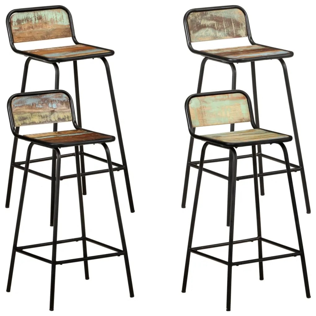 vidaXL Cadeiras de bar 4 pcs madeira recuperada maciça