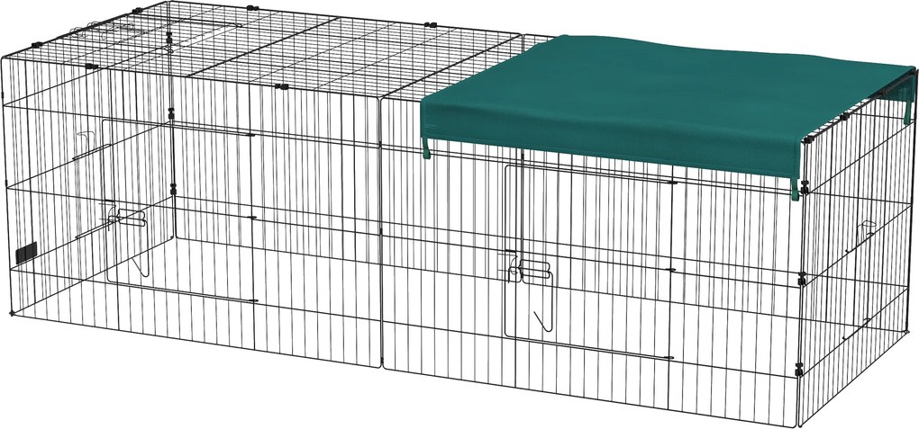 Recinto modular em aço com lona para coelhos, roedores e pequenos animais, para interior e exterior, 220 x 85 x 70 cm, verde
