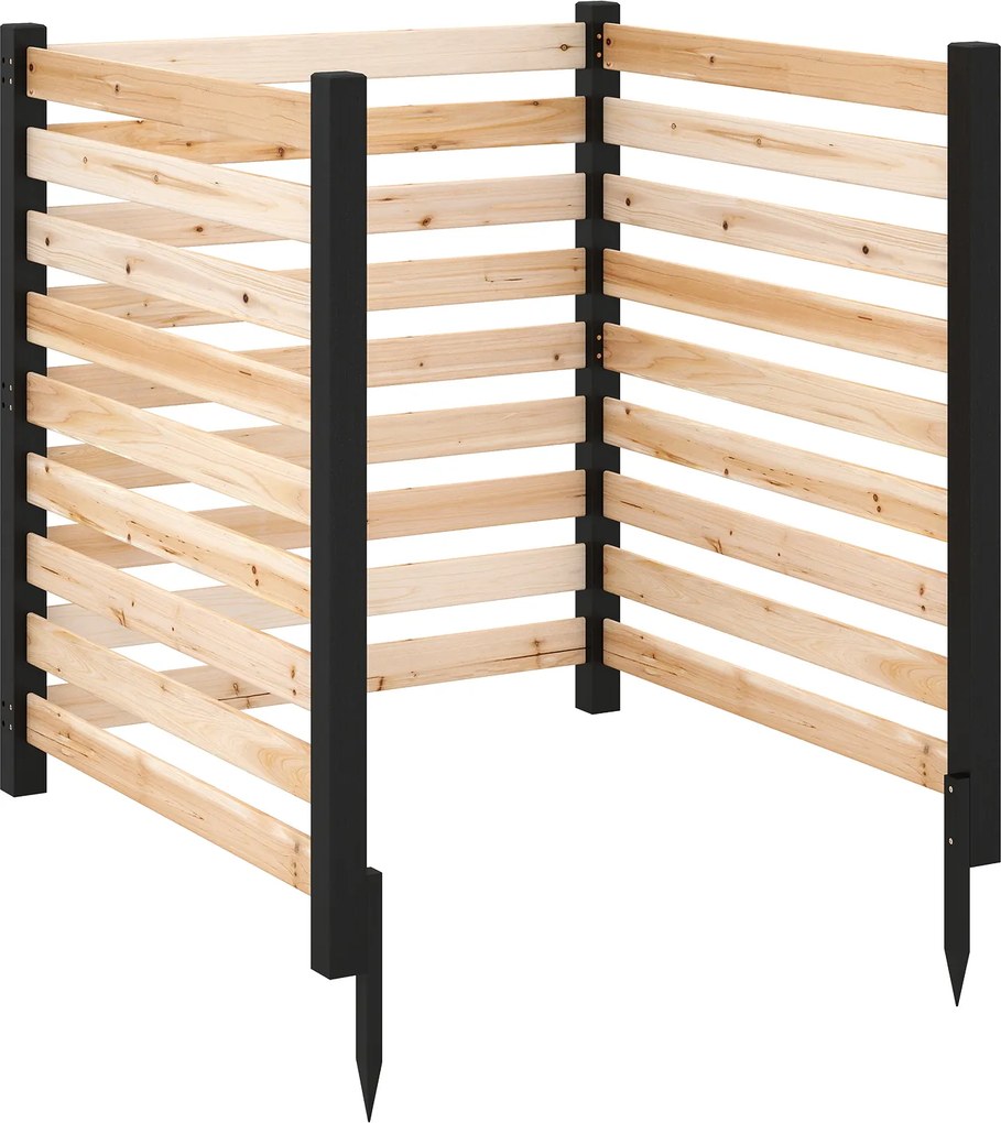 Conjunto de 3 Painéis de Vedação de Jardim, 98 x 107 cm, Instalação sem Escavação, Natural