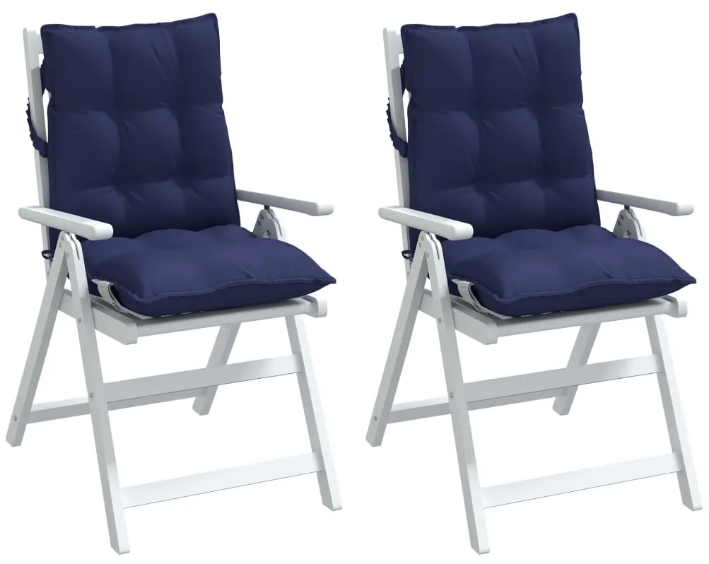 Almofadões p/ cadeira encosto baixo 2 pcs tecido azul-marinho