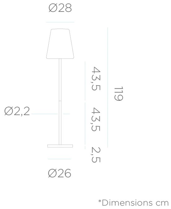 CANDEEIRO DE PÉ JARDIM LOLA SLIM 120 COR CINZENTO ESPACIAL LUZ LED RGB BATERIA RECARREGÁVEL HOTEL, CASA, JARDIM, RESTAURANTE, BAR