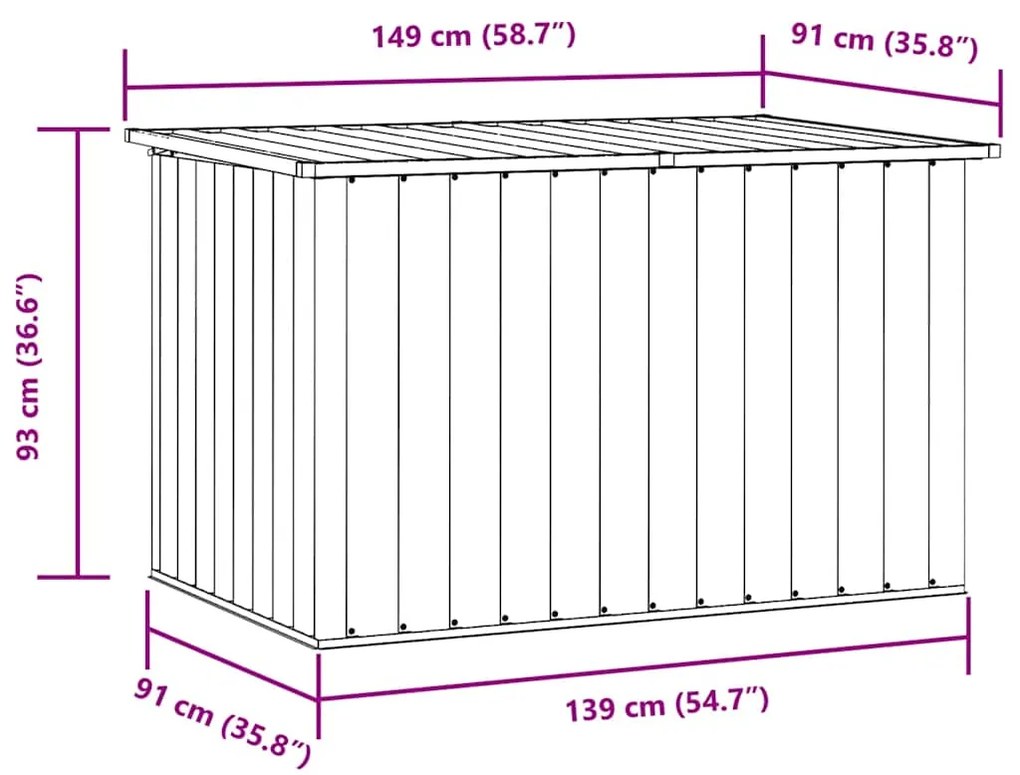 Caixa de arrumação para jardim 149x99x93 cm cinzento