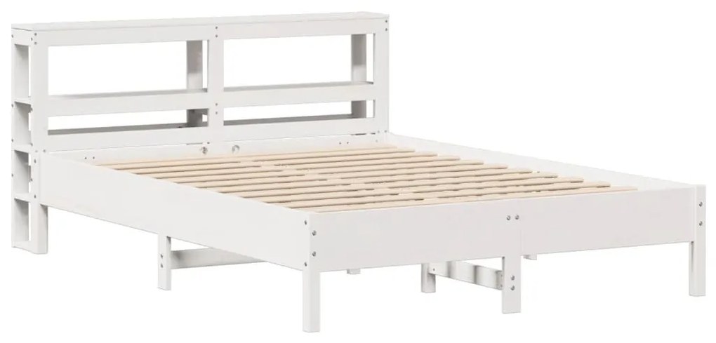 Cama sem colchão 140x200 cm madeira de pinho maciça branco