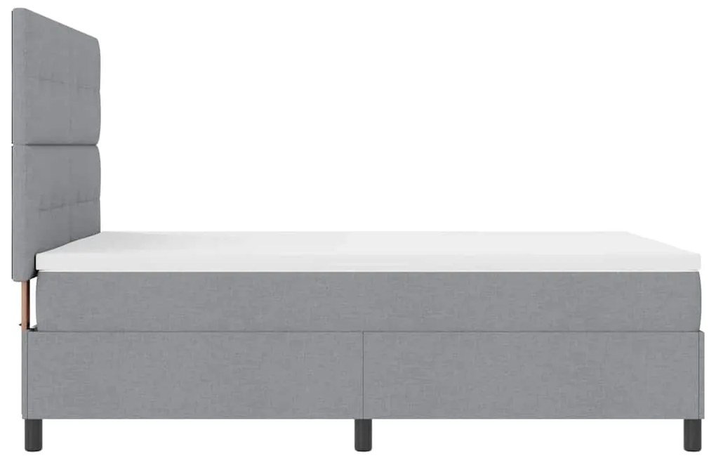 Cama Box com Colchão e Luz LED Cinza Claro 160 x 200 cm em Tecido