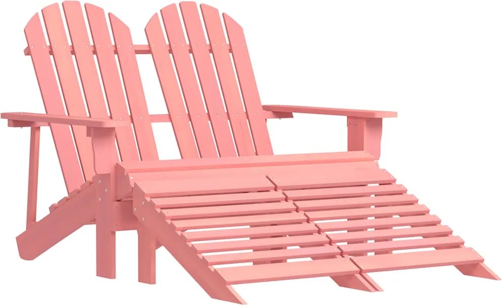 vidaXL Cadeira de jardim e otomano Adirondack 2 lugares abeto rosa