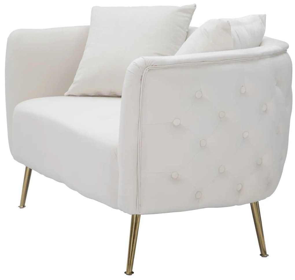SOFÁ BUCAREST 127X74X73 CM CREME E DOURADO