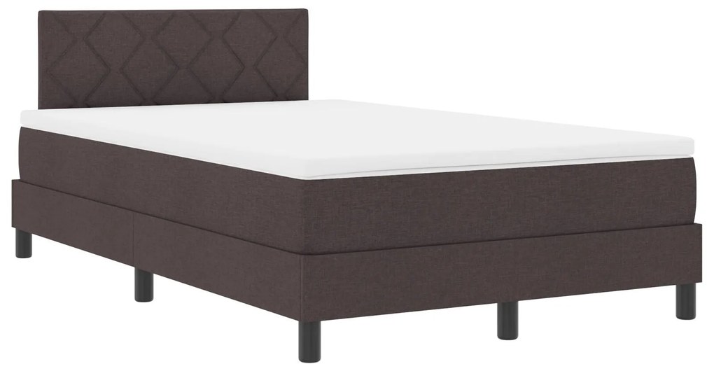 Cama Box Spring com Colchão e LED Castanha Escura 120x190 cm Tecido