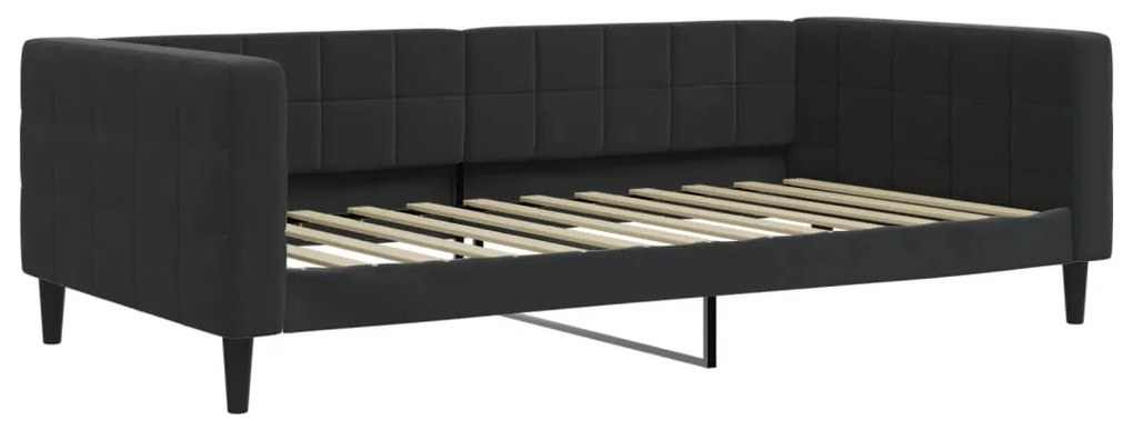 Sofá-cama com gavetão e gavetas 100x200 cm veludo preto
