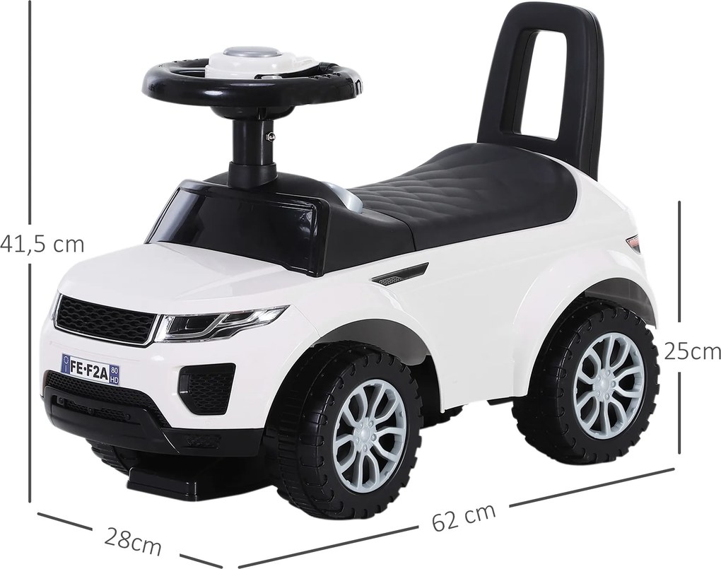 Carro de brincar para empurrar, com buzina para bebés branco