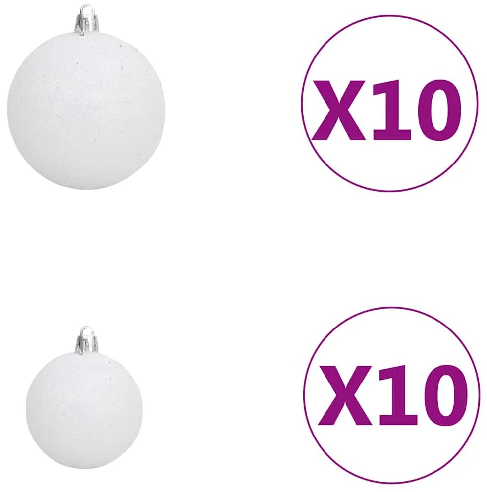 Árvore Natal artificial pré-iluminada c/ bolas 210 cm branco