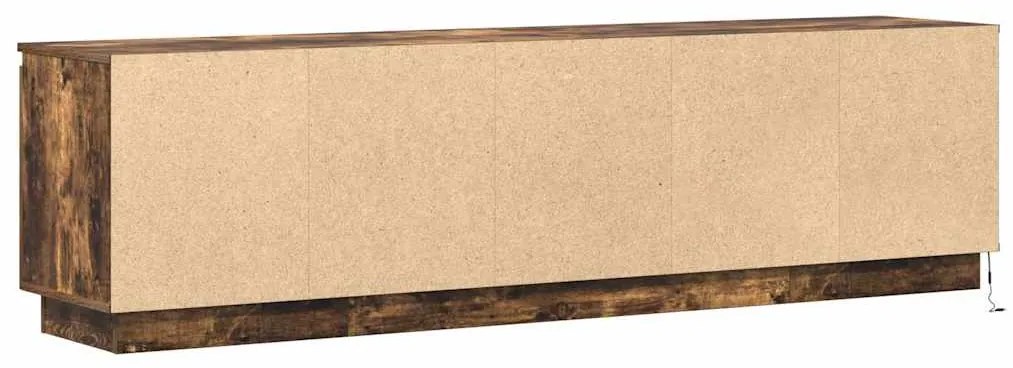 Aparador de TV com LED Carvalho Fumado 180x38x49 cm Madeira Engenheira