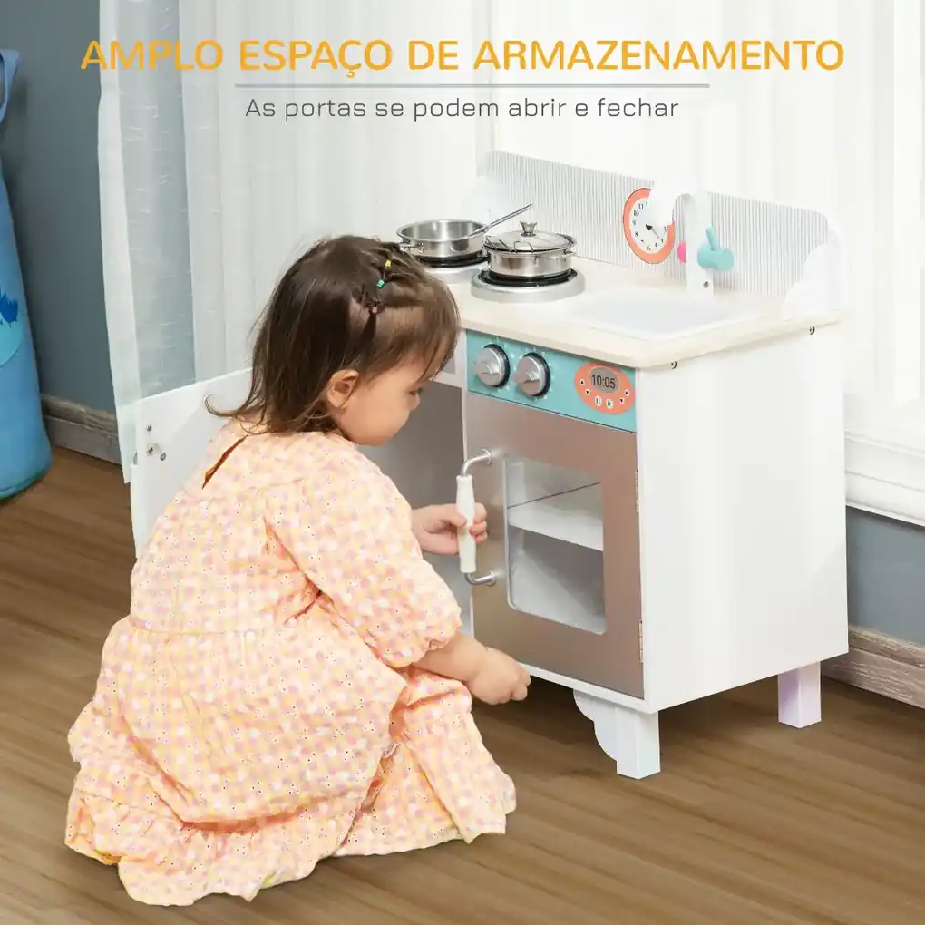 Cozinha de Brinquedo Realista em Madeira para Crianças de 3 a 10