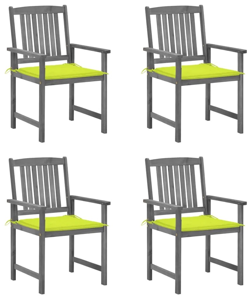 vidaXL Cadeiras de jardim com almofadões 4 pcs acácia maciça cinza
