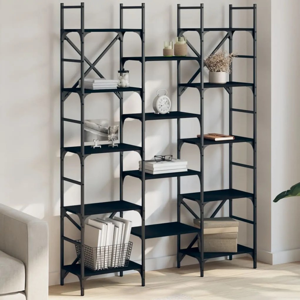 vidaXL Estante 127,5x28,5x172,5 cm derivados de madeira preto