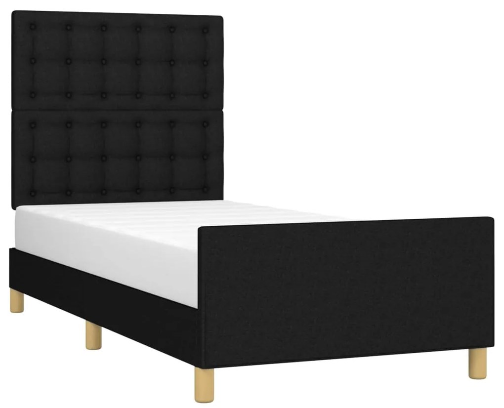 Estrutura de cama sem colchão 100x200 cm tecido preto