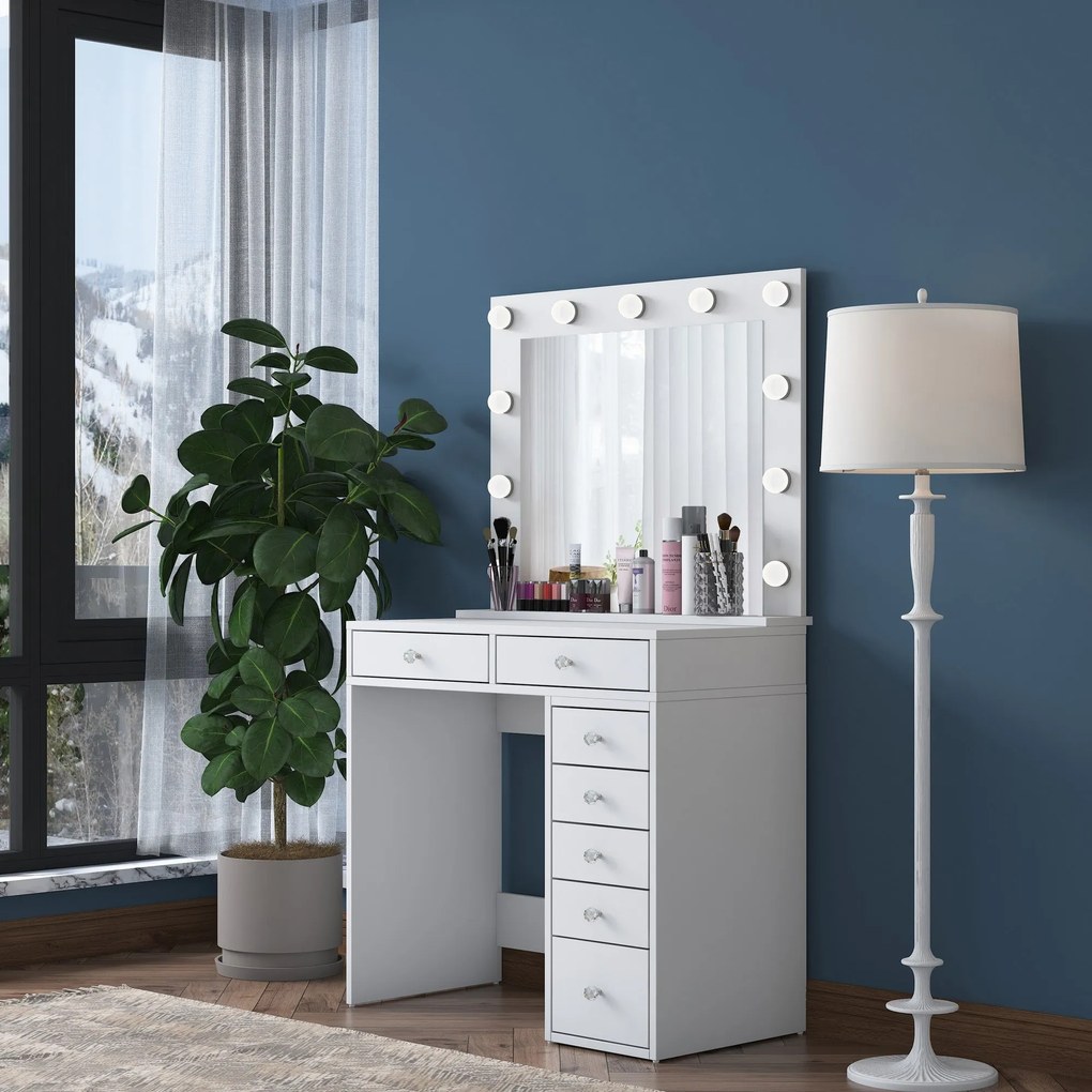 Mesa de Maquilhagem BJ115 – Branco – 90 cm x 153,4 cm x 44,5 cm