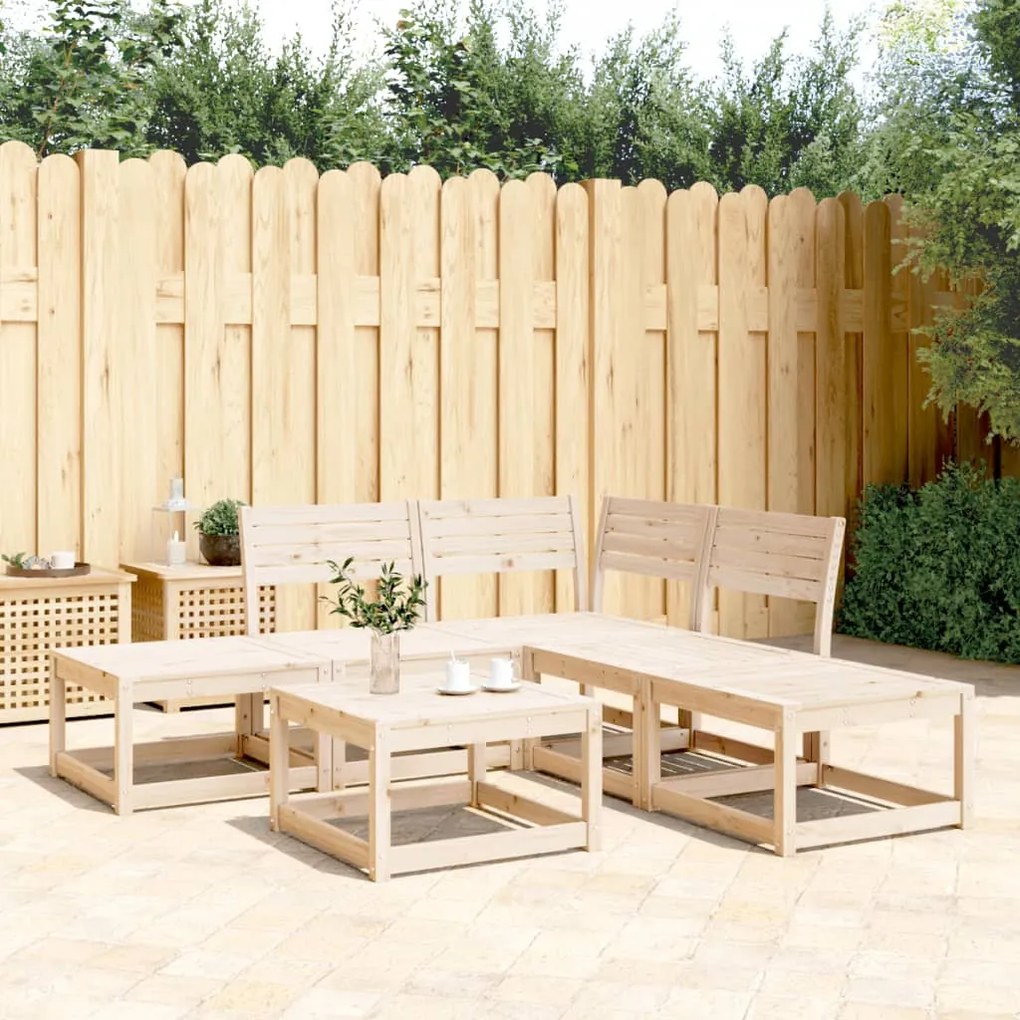 5 pcs conjunto de sofás para jardim madeira de pinho maciça