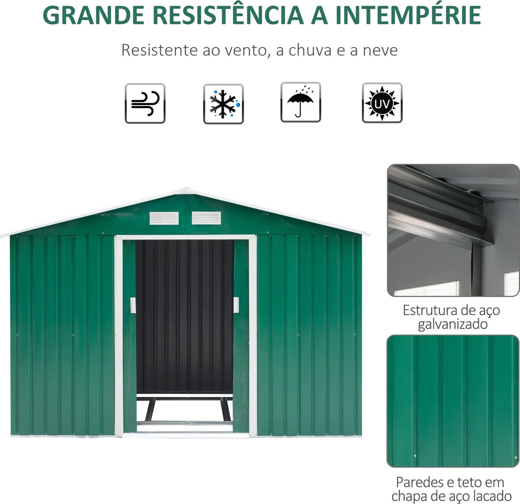 Abrigo de Jardim Exterior 4,83m² 277x195x192cm Abrigo de Jardim Metáli
