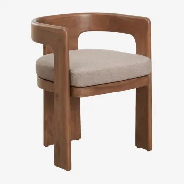 Pack De 2 Cadeiras De Jardim Com Apoios De Braços Em Madeira De Acácia E Tecido Bouclé Kandroa Castanho-acácia Escuro - Sklum