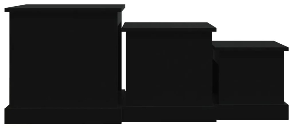 Mesas de centro 3 pcs derivados de madeira preto