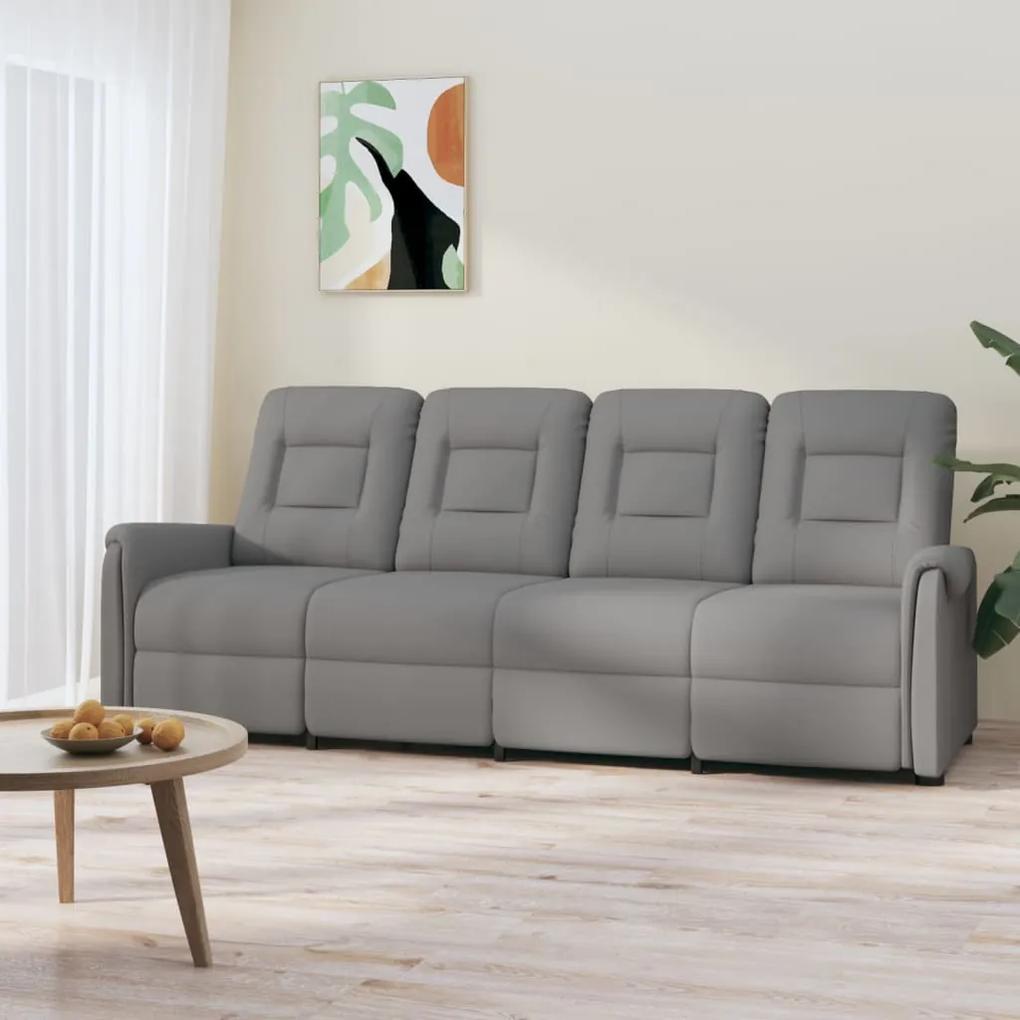 Sofá reclinável de 4 lugares couro artificial cinzento