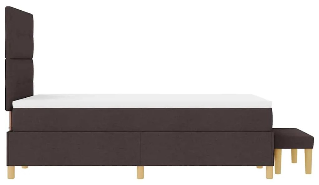 Cama Box Spring com Colchão e Banco Marrom Escuro 120x190 cm Tecido