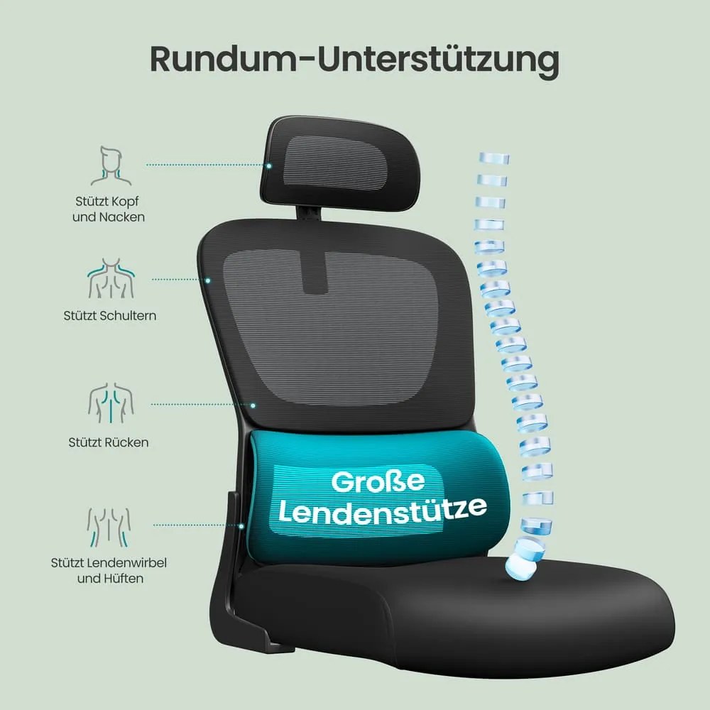 Cadeira de escritório ergonómica com tecido de malha e apoios de braços rebatíveis preta