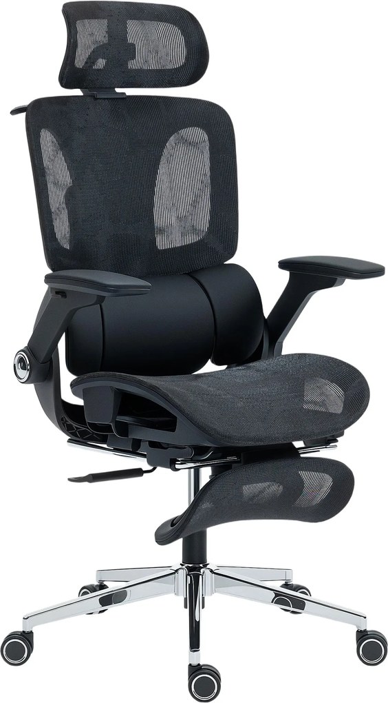 HOMCOM Cadeira de Escritório com Encosto Reclinável e Alto Suporte Lombar Transpirável Apoios de Braço 4D e Encosto de Cabeça Ajustável 67x74x113-132 cm Preto | Aosom Portugal