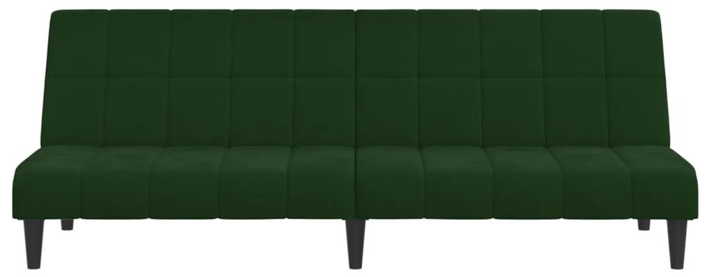 Sofá-cama de 2 lugares veludo verde-escuro