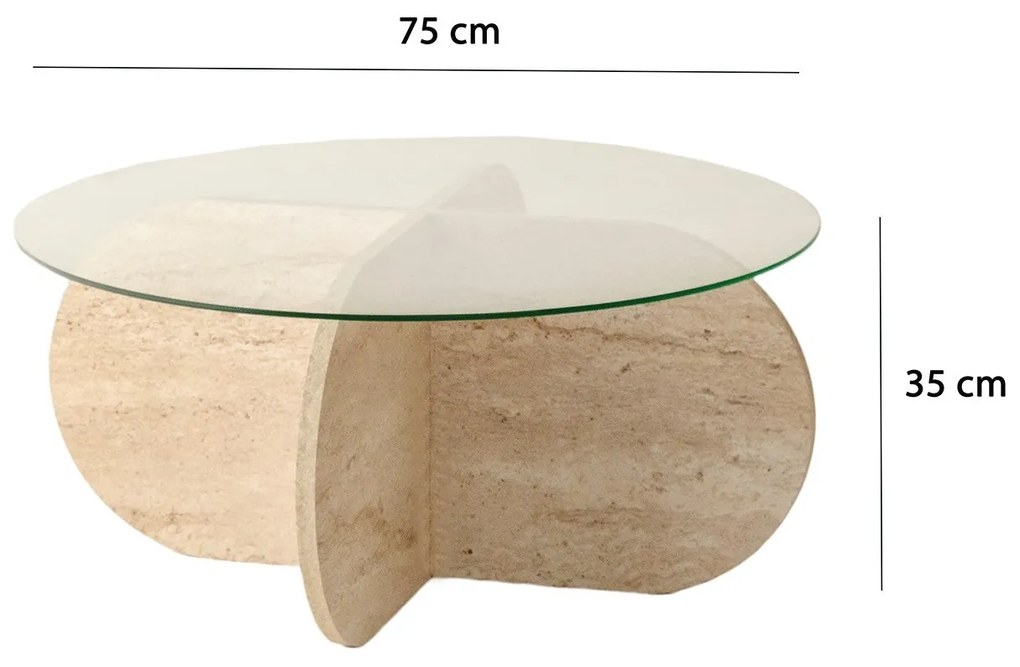 Mesa de Centro Bubble – Travertino – Diâmetro 75 cm, Altura 35 cm
