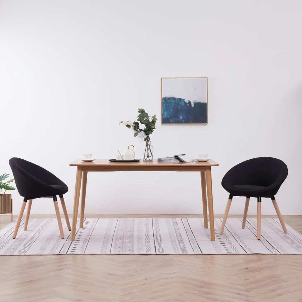 vidaXL Cadeiras de jantar 2 pcs tecido preto