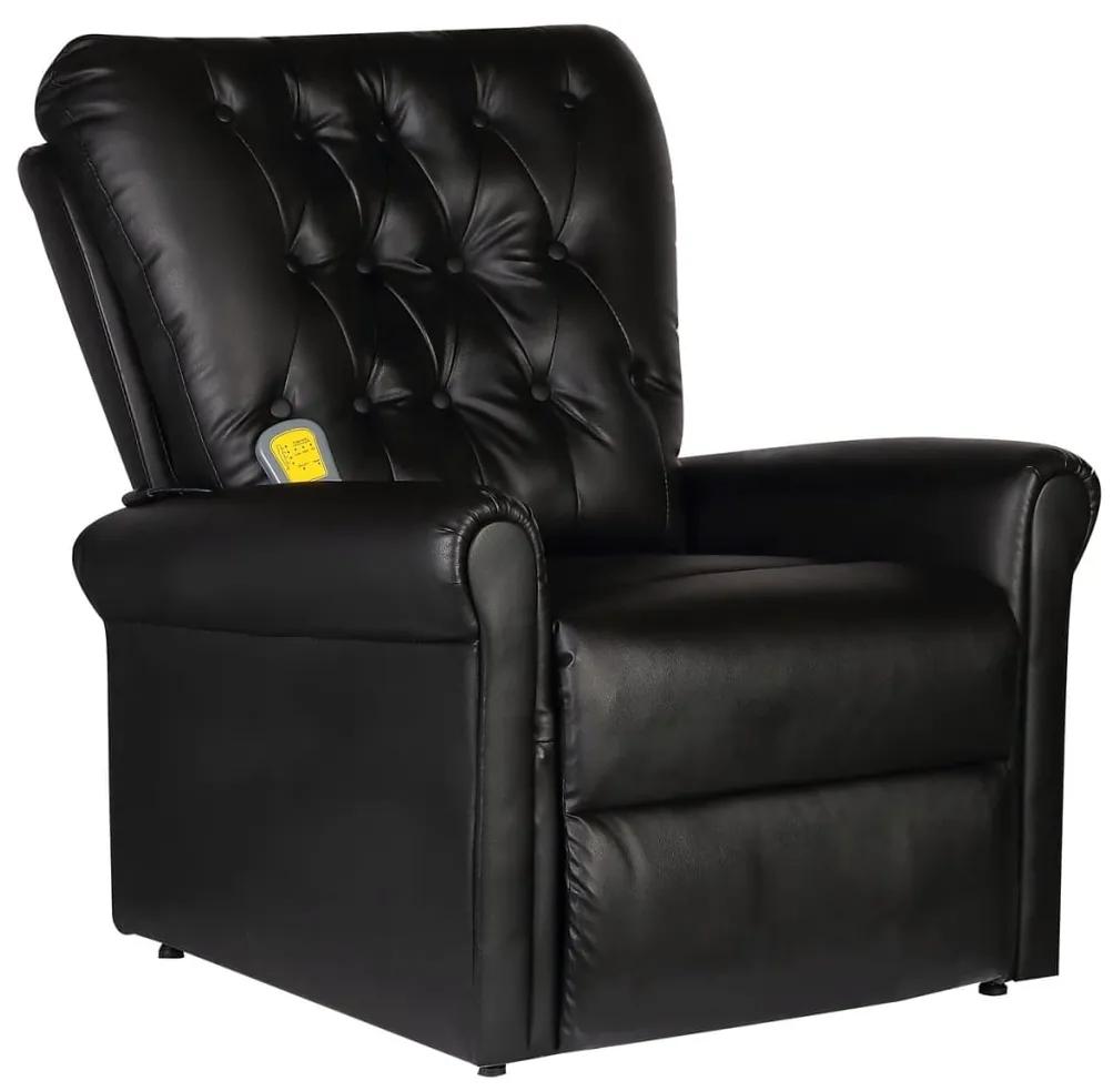 241672 vidaXL Cadeira de massagens couro artificial preto