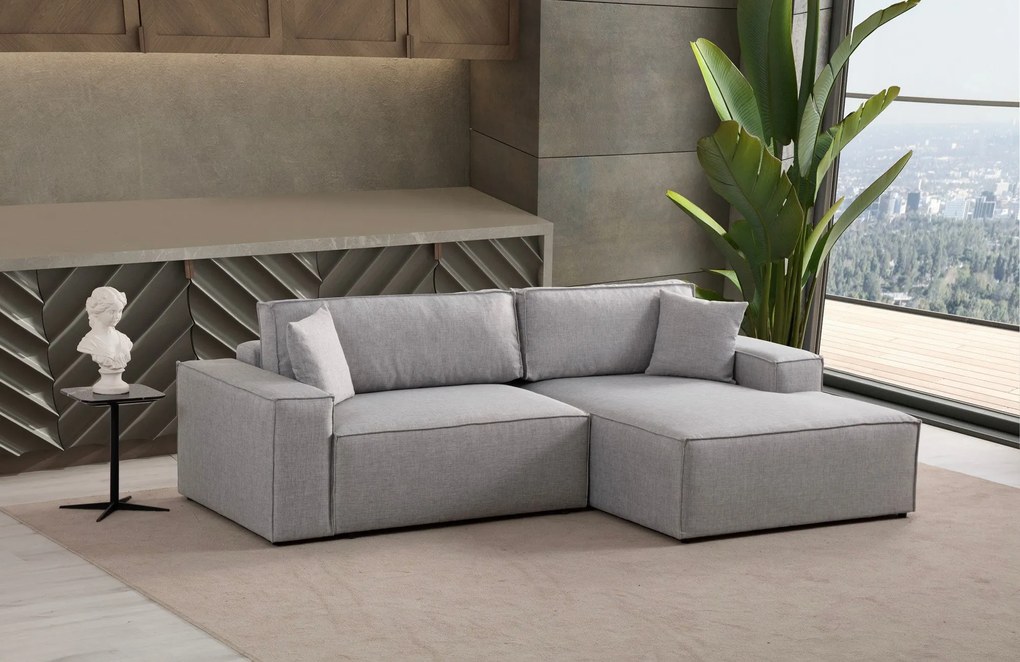 **** Sofá-Cama de Canto Pırlo – Cinzento Claro – 260x78x170 cm

**
