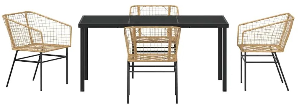 Conjunto de Jantar de Jardim 5 Peças com Rattan Sintético Marrom