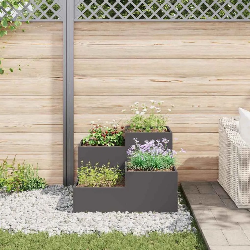 Jardineira vidaXL 80x80x60 cm Aço Preto
