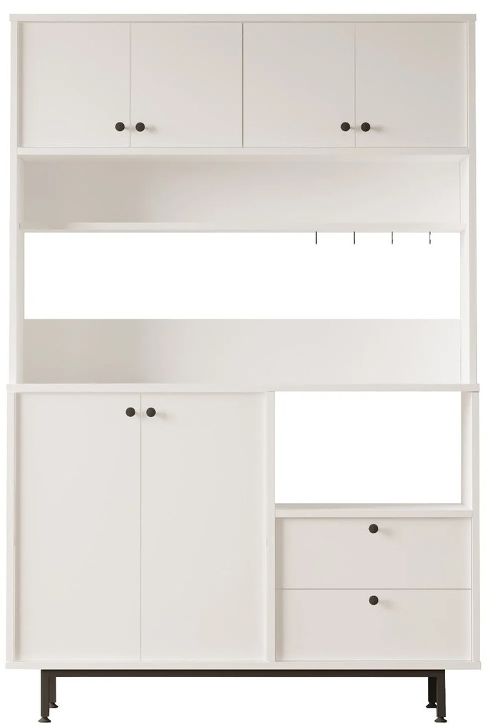 Armário Alto de Cozinha "Toledo" - Branco - 120x180x35.5cm - Design Mo