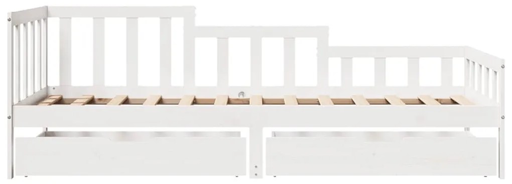 Sofá-cama c/ gavetas 90x190 cm madeira de pinho maciça branco