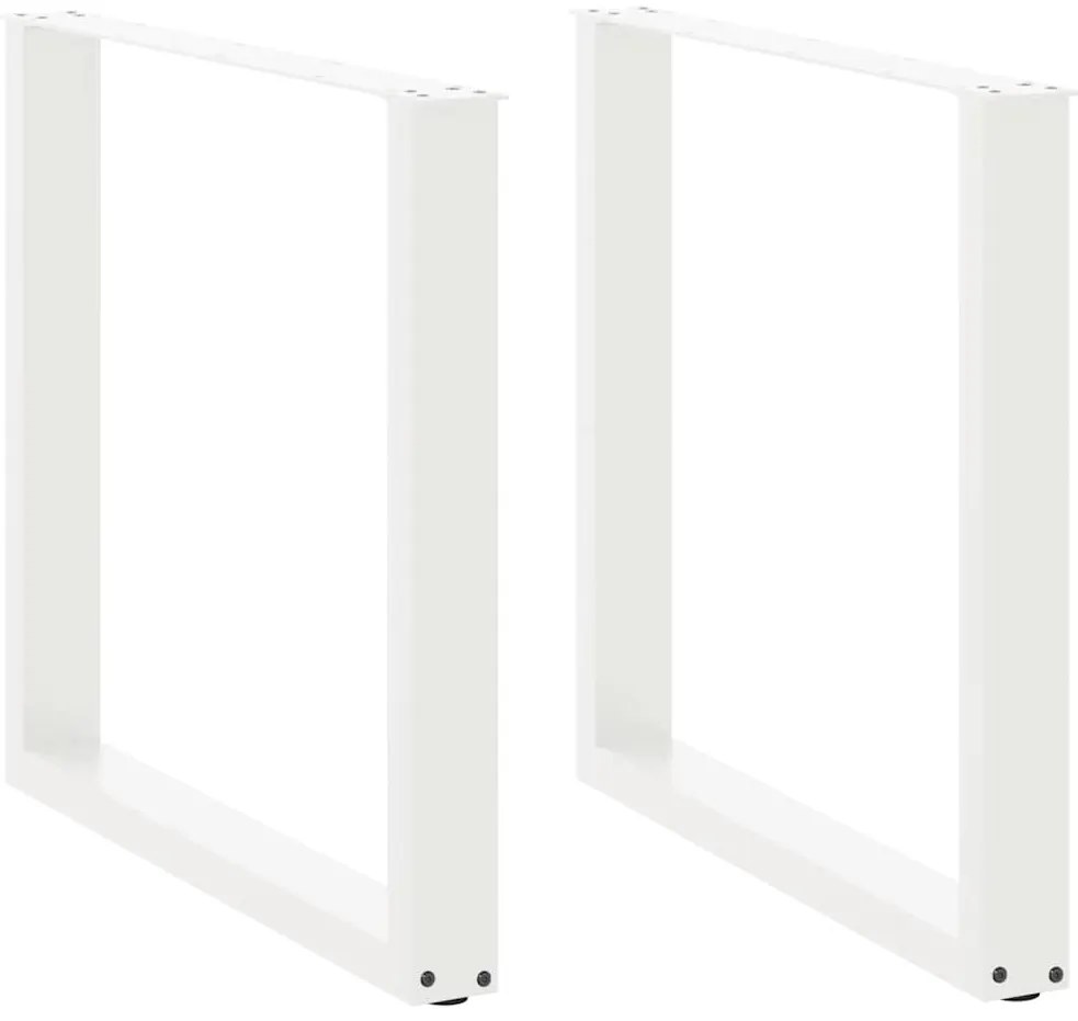 Pés de mesa de jantar em forma de U, 2 peças, branco, 80x (72-73) cm,