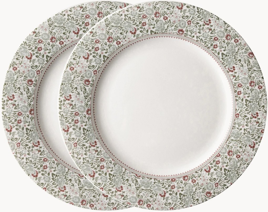 Pratos de pequeno-almoço em porcelana Flat, conjunto de 2