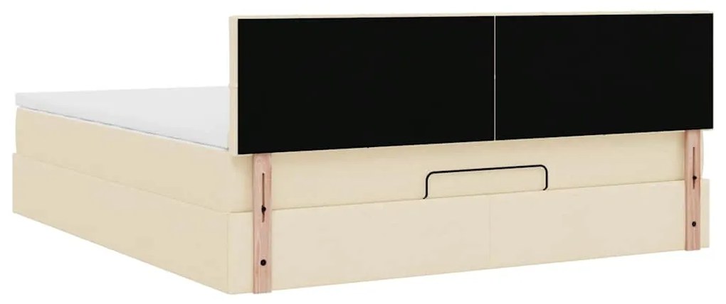 Estrutura de cama otomana com creme de colchão 180x200cm tecido