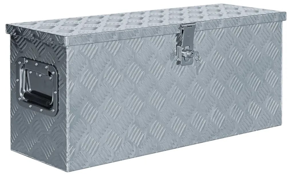 vidaXL Caixa de alumínio 76,5x26,5x33 cm prateado