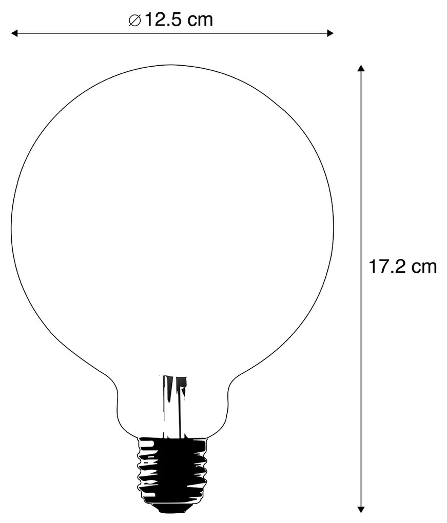 Conjunto de 5 Smart E27 regulável em lâmpada LED Kelvin G125 preta 4W 60 lm 1800-3000K