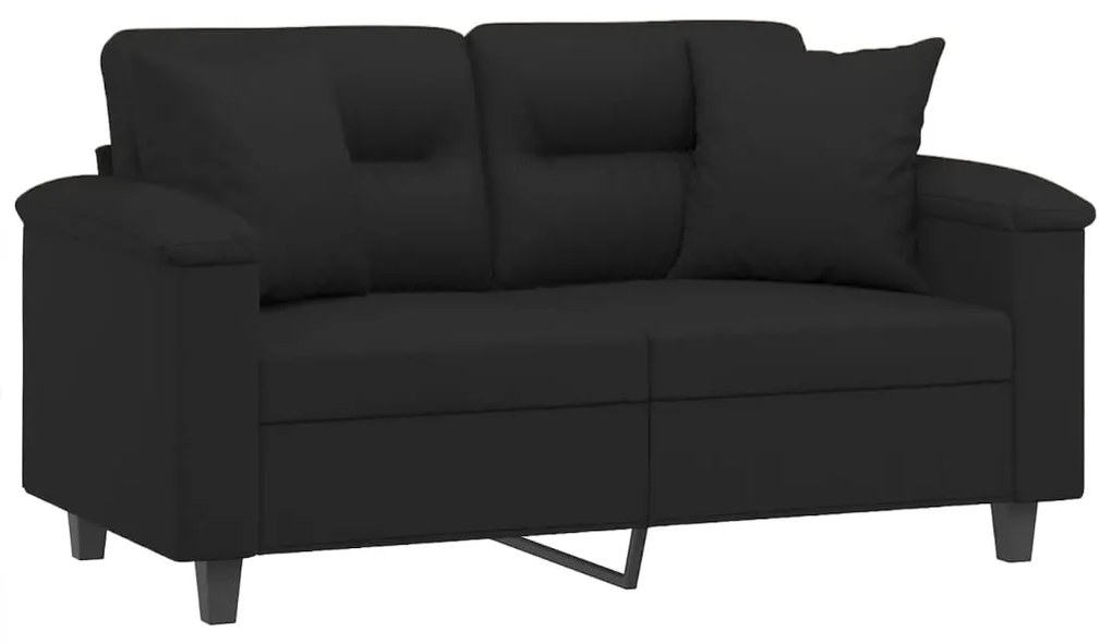 Sofá 2 lugares c/ almofadas 120 cm microfibra preto